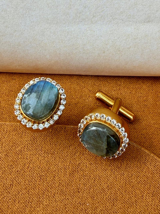 Apex Labradorite Flat Oval Cuff Links