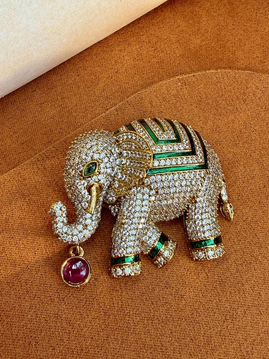 Jehangir Elephant Motif Zircon Brooch
