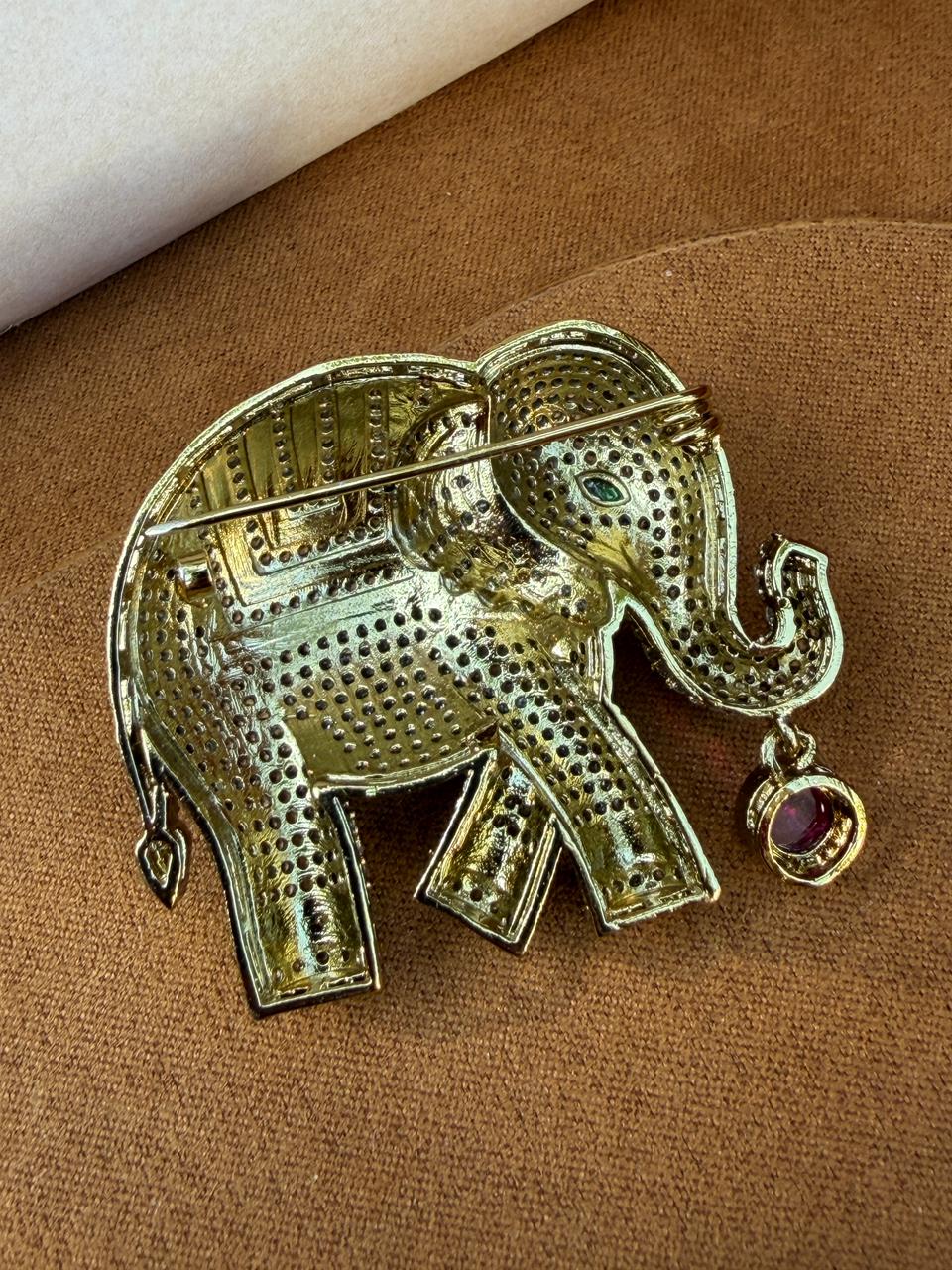 Jehangir Elephant Motif Zircon Brooch
