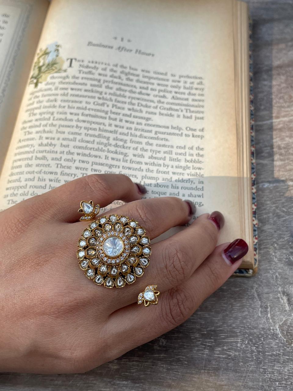 Saya Floral Polki Ring