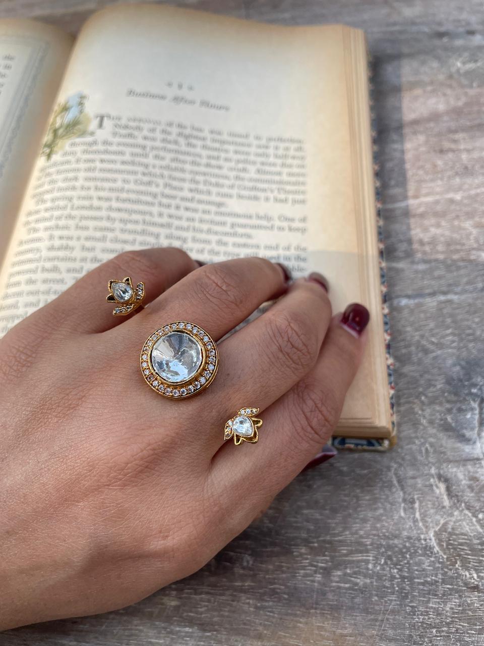 Zohra Polki Dual Finger Ring