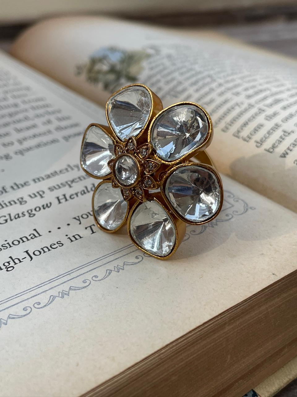 Suman Floral Polki Ring