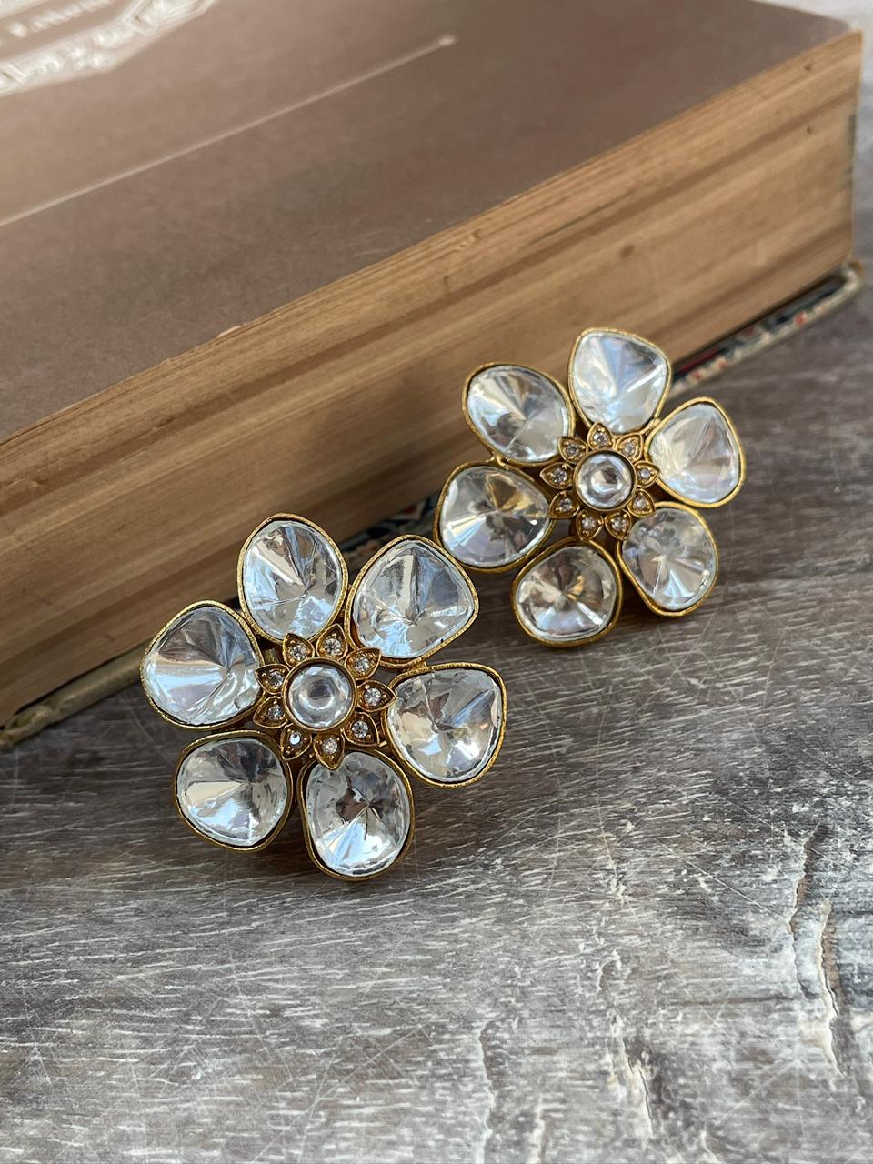 Suman Floral Polki Earrings