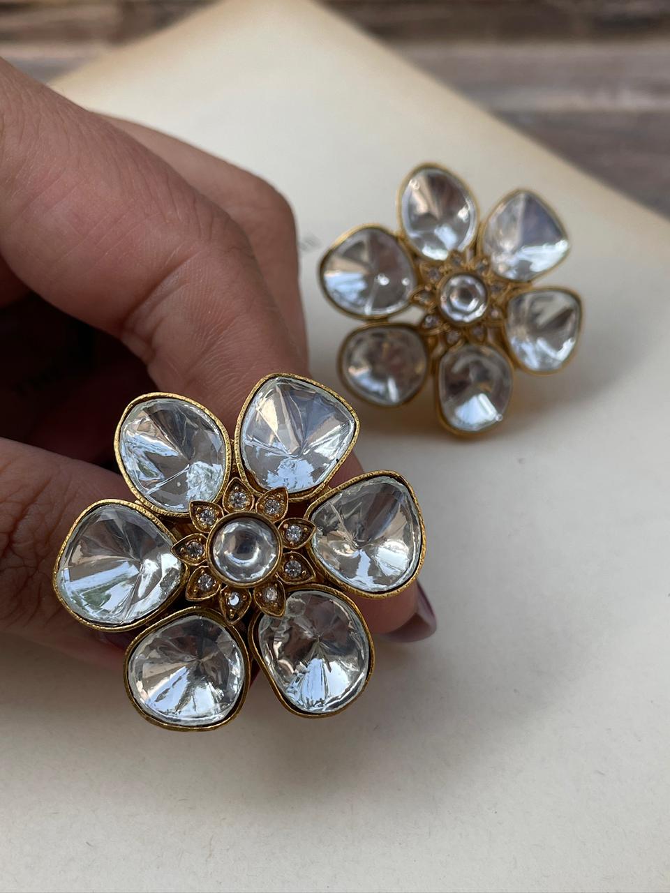 Suman Floral Polki Earrings