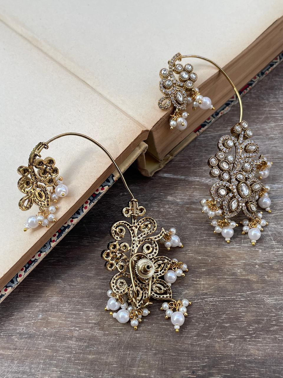 Kalyani Pearl Polki Ear Cuffs