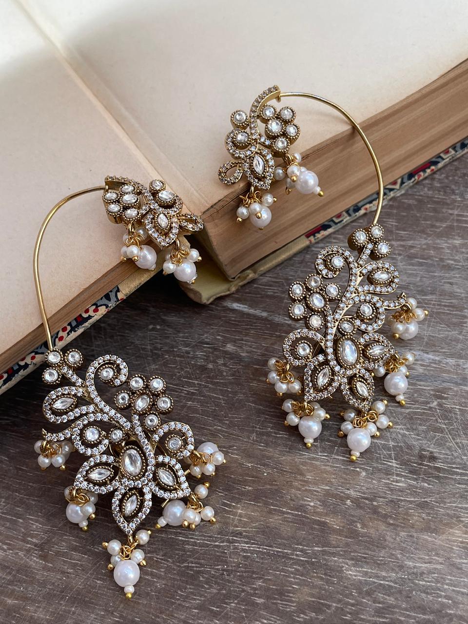 Kalyani Pearl Polki Ear Cuffs