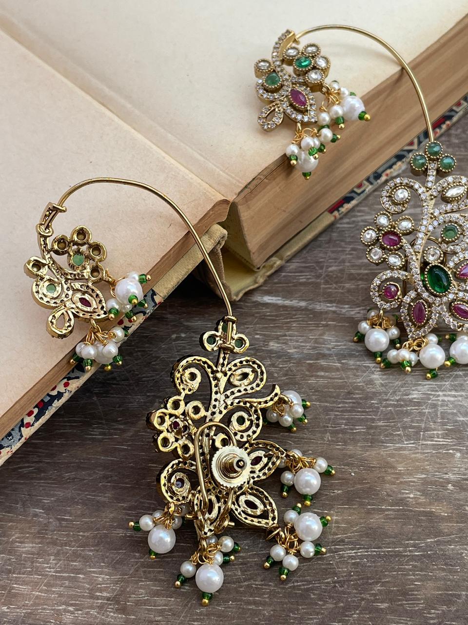 Hema Polki Multi Stone Ear Cuffs