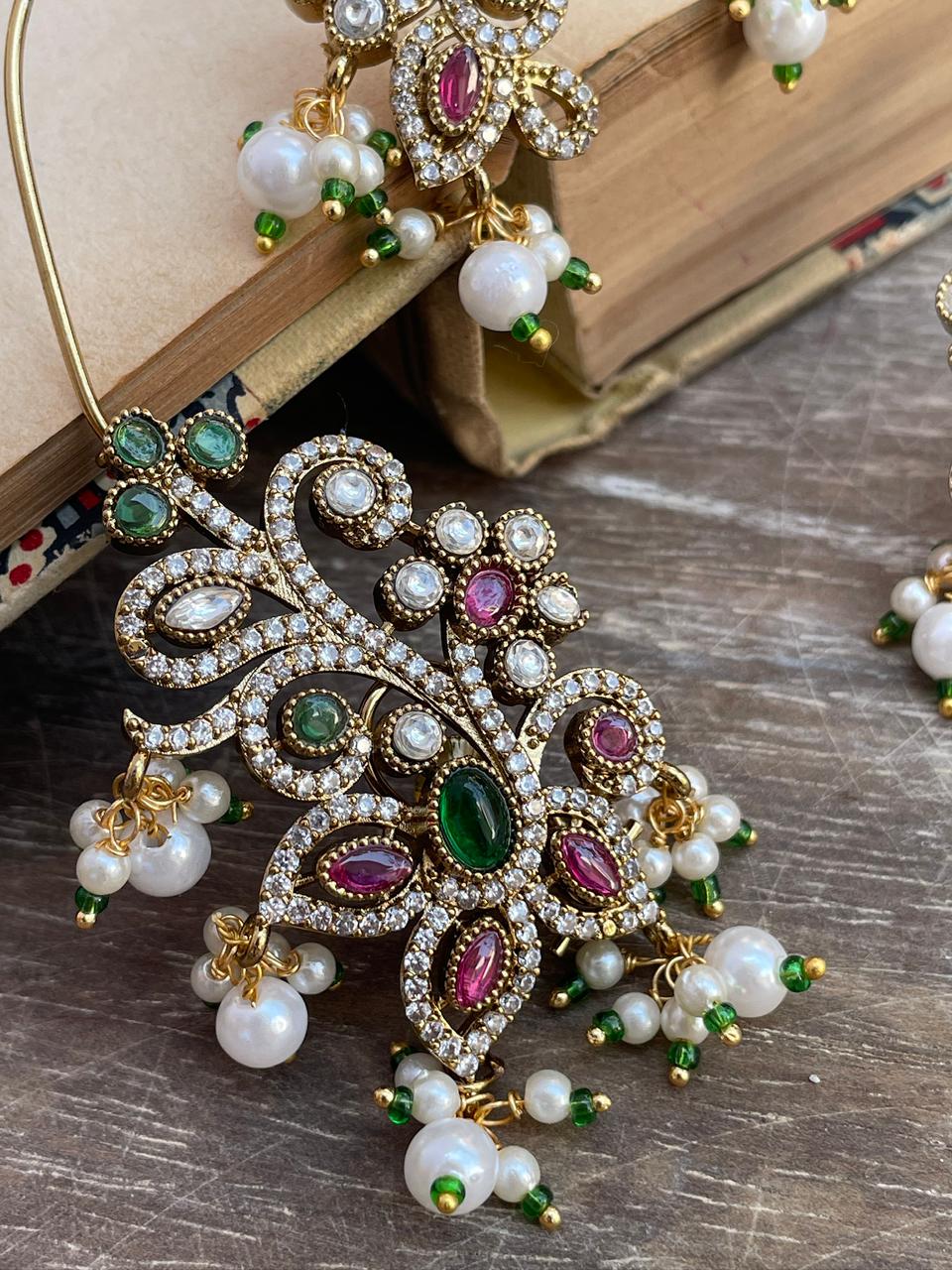 Hema Polki Multi Stone Ear Cuffs