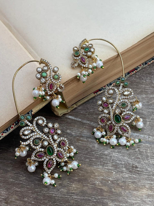 Hema Polki Multi Stone Ear Cuffs
