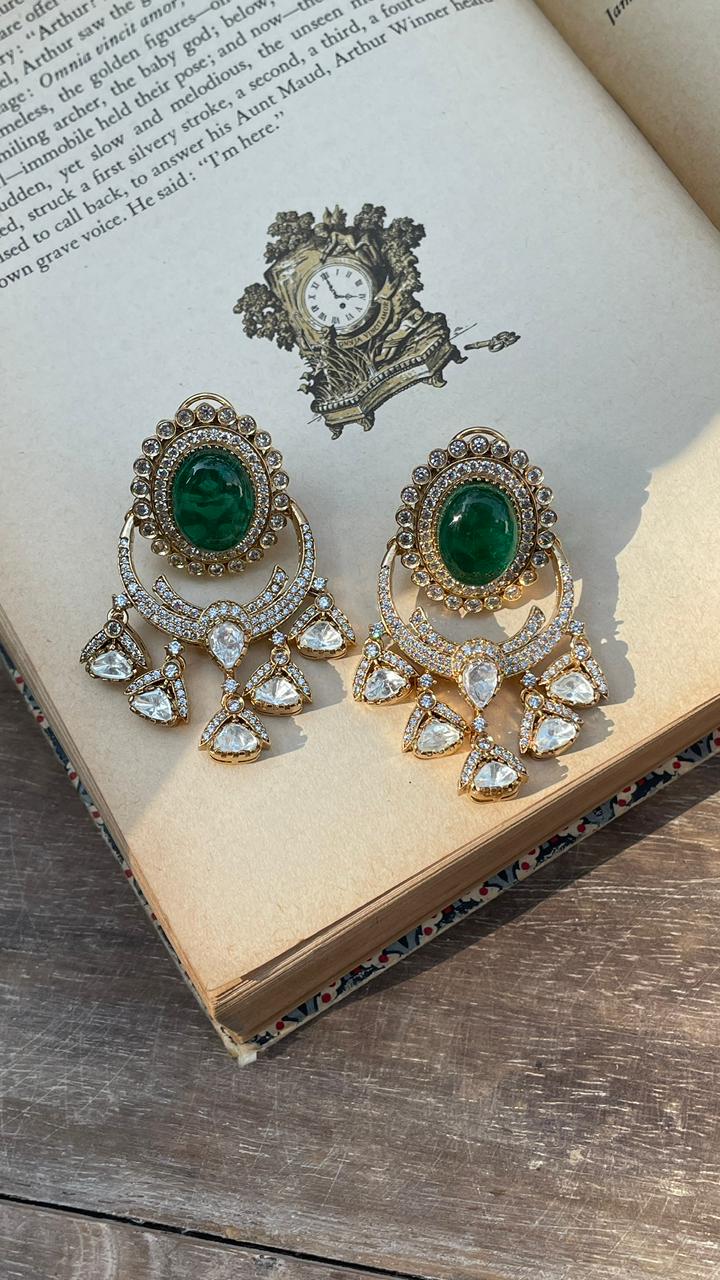 Aarzoo Emerald Polki Earrings