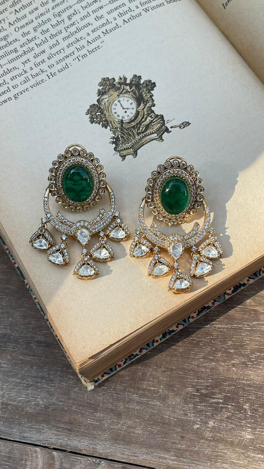 Aarzoo Emerald Polki Earrings