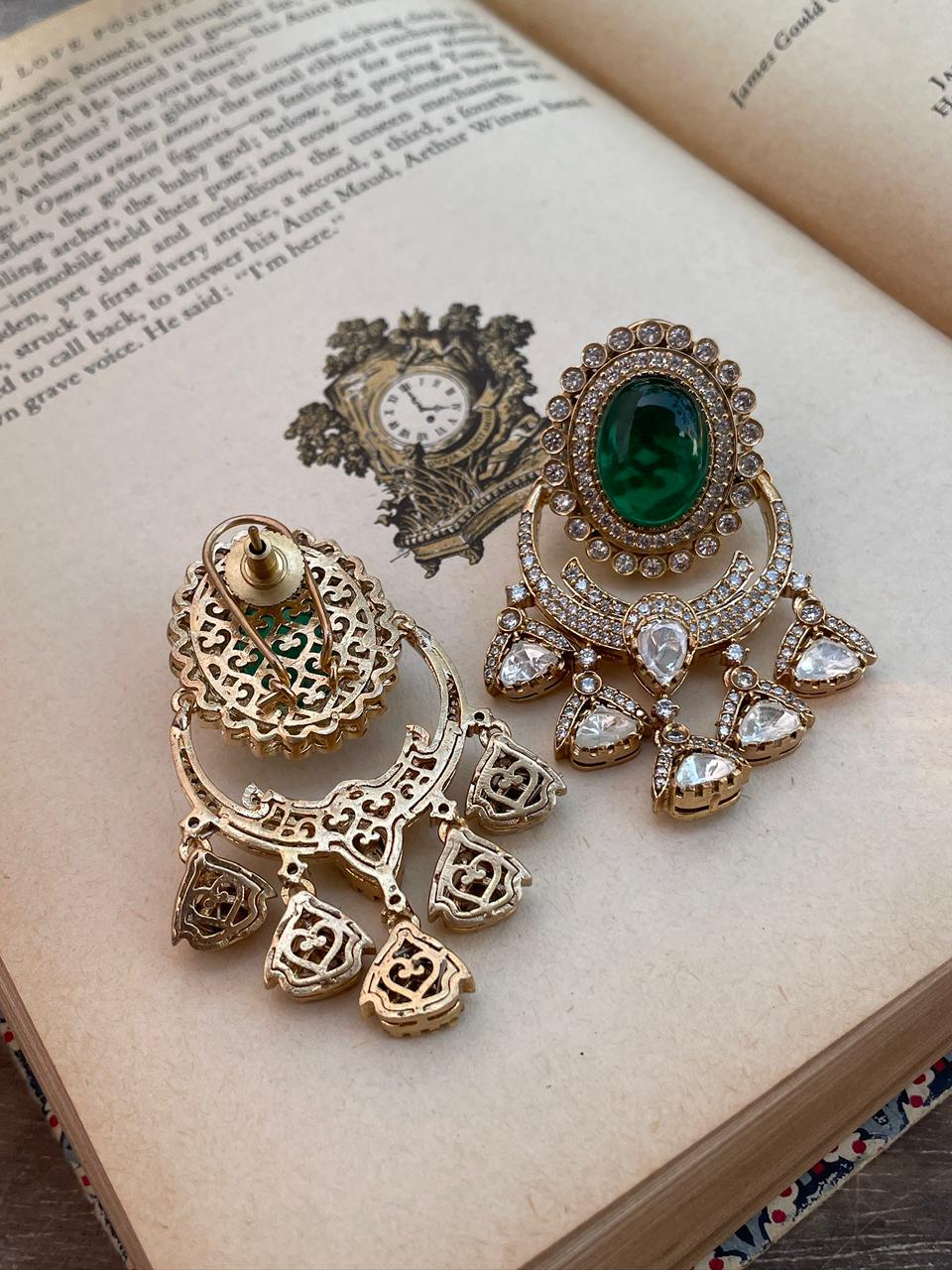 Aarzoo Emerald Polki Earrings