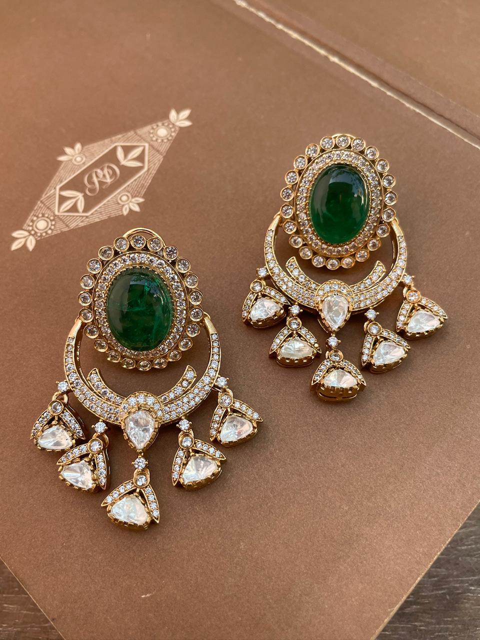 Aarzoo Emerald Polki Earrings