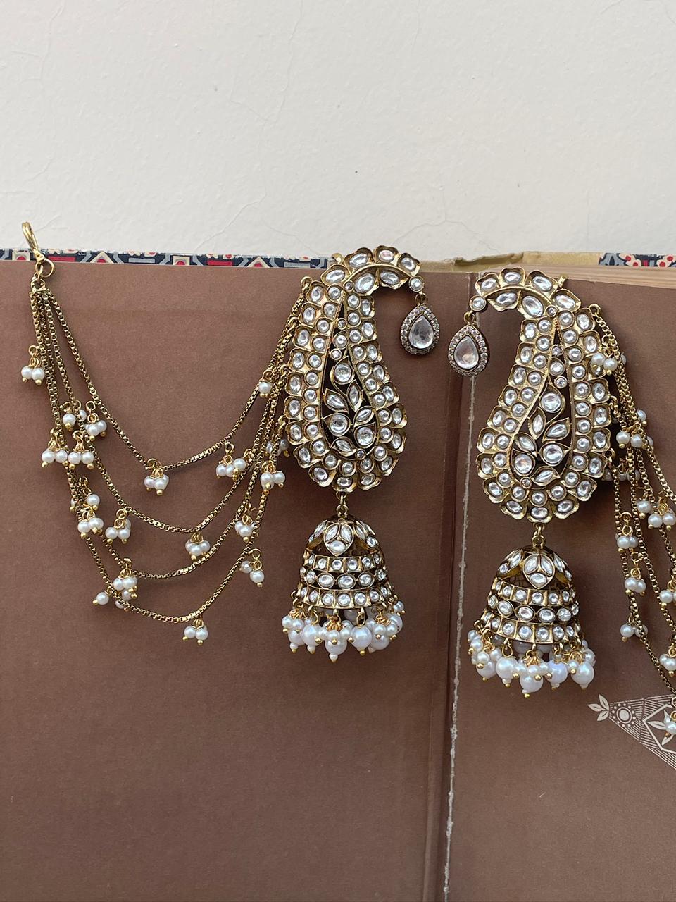 Samaa Polki and Pearl Jhumka Earcuffs