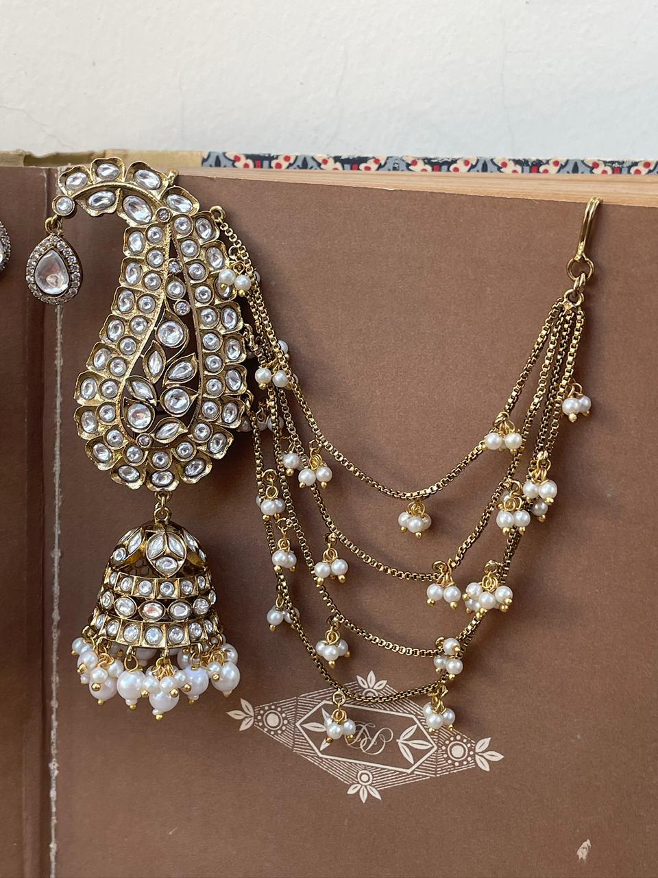 Samaa Polki and Pearl Jhumka Earcuffs