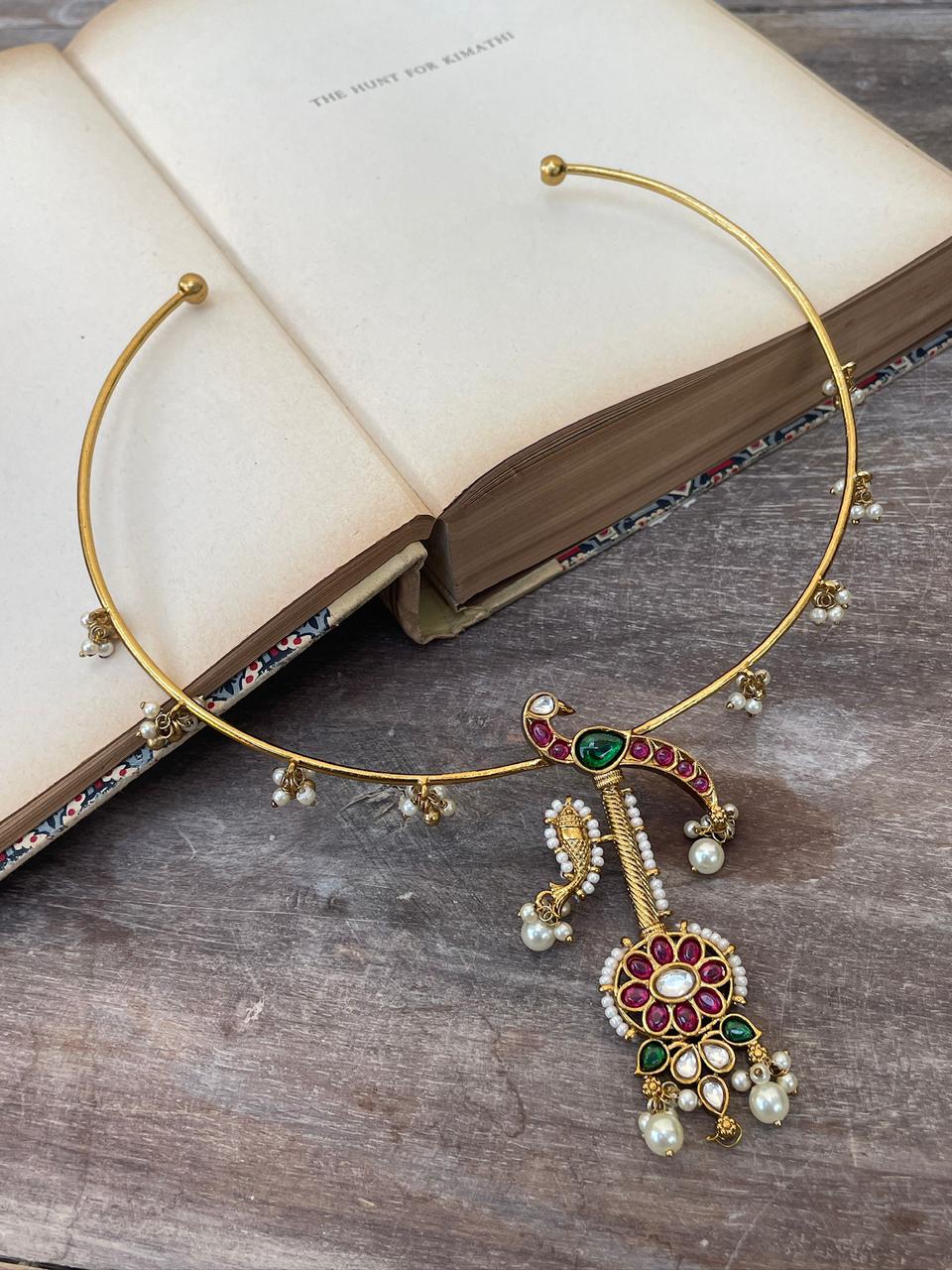 Zaria Peacock Motif Choker Necklace